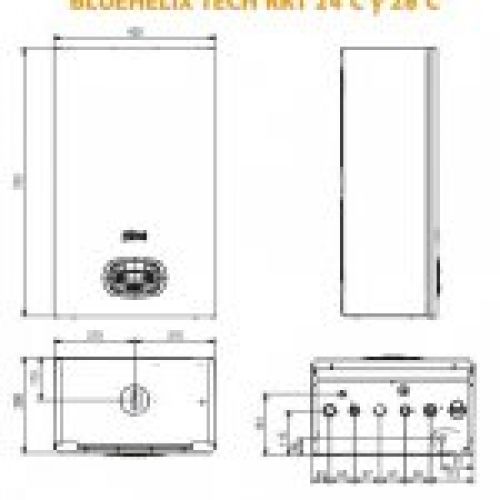 caldera a gas de condensacion ferroli bluehelix tech rrt   dimensiones